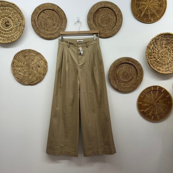 NEW $128 Madewell Tan The Harlow Super Wide Leg Trouser Pant 00 Neutral - Picture 2 of 7